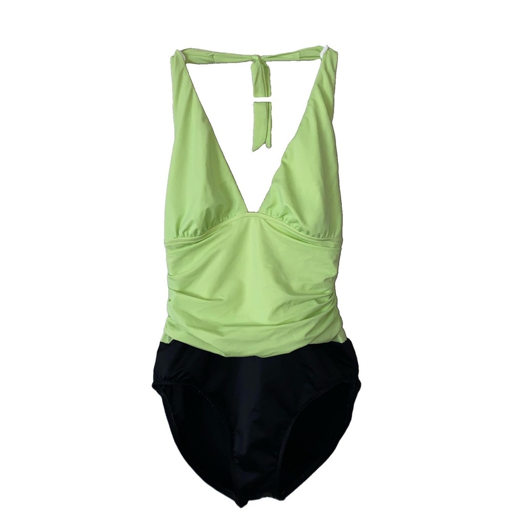 Magicsuit Miraclesuit Green Black Halter 1 Piece Swimsuit Tummy Control Women 14